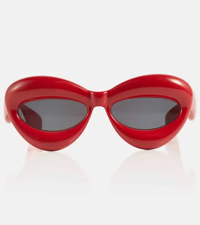 Loewe Inflated Cat-eye Sunglasses In Shiny Red / Smoke