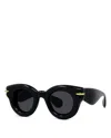 Loewe Inflated Lw 40118 I 01a Round Sunglasses In Black/gray Solid