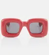 Loewe Inflated Rectangular Sunglasses In Shiny Red / Smoke