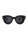 Loewe Inflated Lw 40118 I 01a Round Sunglasses In Shiny Black & Smoke
