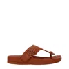 Loewe Leather Medallion Comfort Thong Sandals In Tan