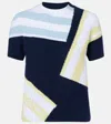 Loewe Striped Fuzzy Knit Short-sleeve Sweater In Blue