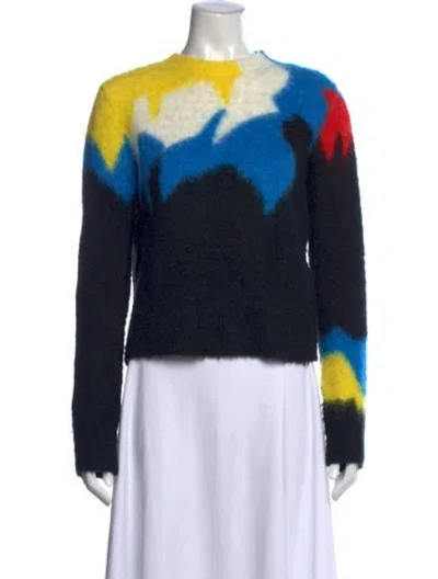 Pre-owned Loewe Intarsia Crewneck Graphic Print Sweater In Black