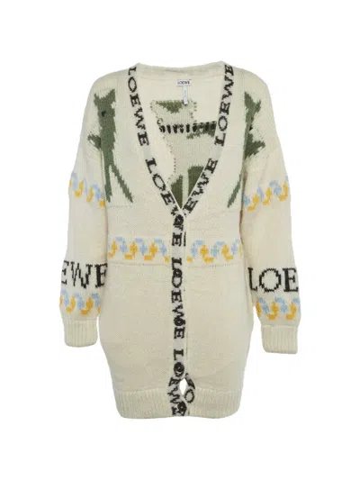 Pre-owned Loewe Intarsia Knit Cardigan In Neutral