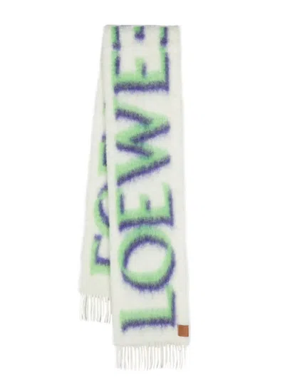 Loewe Intarsia Logo-knit Scarf In White