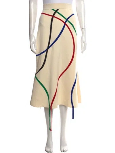 Pre-owned Loewe Intarsia Long Skirt In Neutrals