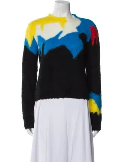 Pre-owned Loewe Intarsia Print Mohair Sweater In Black