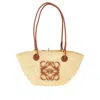 Loewe X Paula's Ibiza Anagram Small Basket Bag In Iraca Palm With Leather Handles In Beige
