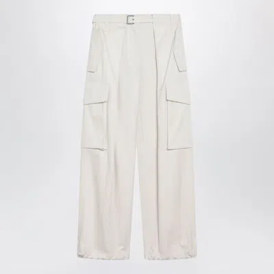 Loewe Ivory Cotton And Silk Cargo Trousers In White