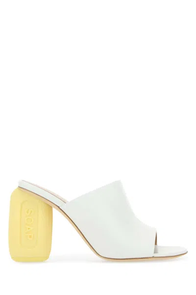 Loewe Ivory Leather Soap Mules In White