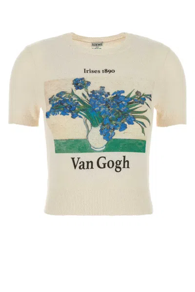 Loewe Ivory Stretch Cotton Blend T-shirt