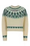 Loewe Stretch Wool Blend Cropped Sweater Graphic In Multi
