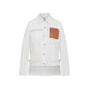 Loewe Asymmetric Leather-trimmed Cotton And Linen-blend Drill Jacket In Beige