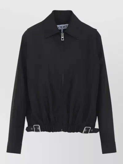 Loewe Jacket Belted Long Sleeves Point Collar In Black