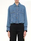 Loewe Cropped Denim Jacket With Wide Sleeves In Blue