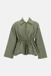 Loewe Womens Khaki Green Drawstring-waist Cotton-blend Jacket In Green