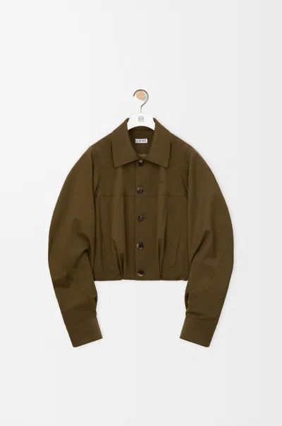 Loewe Embroidered Cotton And Silk-blend Jacket In Brown