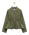 Loewe Ruched Cotton-blend Jacket In Green