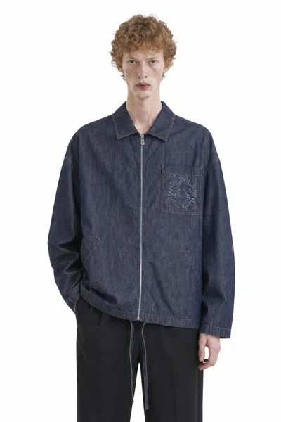 Loewe Jacket In Lightweight Cotton Chambray In Blue
