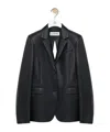 Loewe Leather Blazer With Notch Lapel And Tie Detail In Black