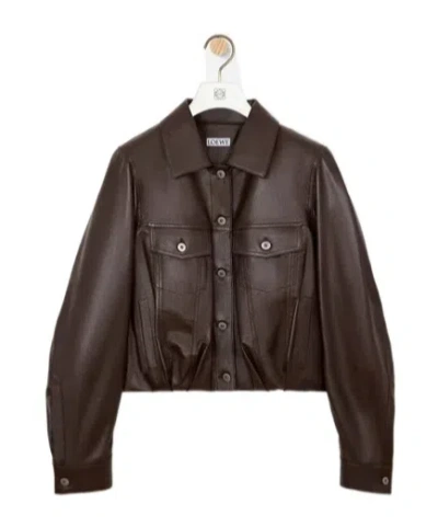 Loewe Jacket In Nappa Lambskin In Brown