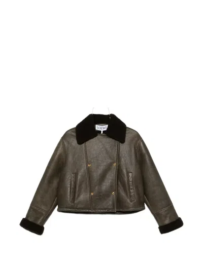 Loewe Jacket In Shearling In Gray