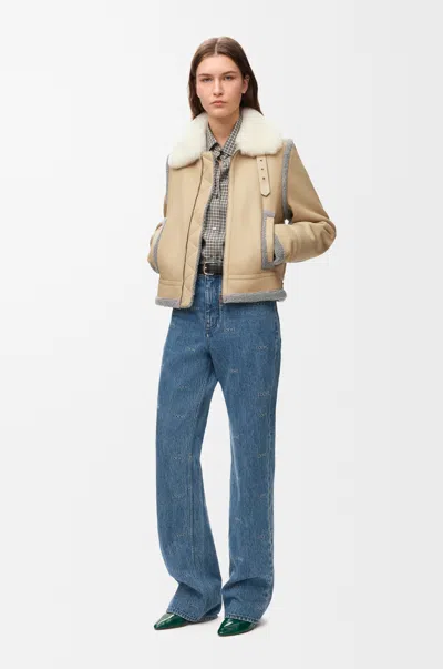 Loewe Jacket In Shearling Size: 36 For Woman In Neutral