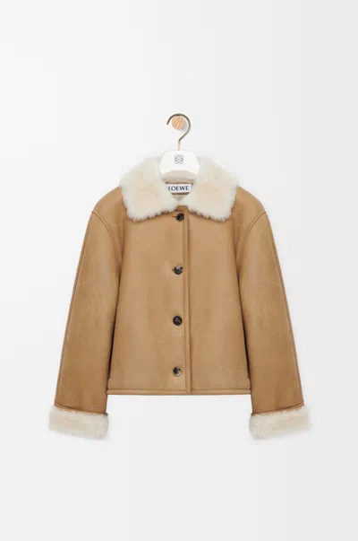 Loewe Camel-coloured Shearling Jacket Women In Brown