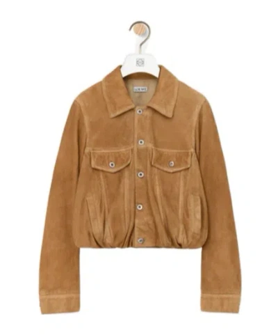 Loewe Jacket In Suede Goatskin In Brown