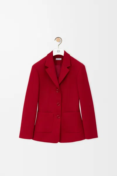 Loewe Wool Blend Tailored Blazer Notch Lapel In Red