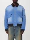 Loewe Blue Washed Effect Zipped Cotton Bomber Jacket In Blue
