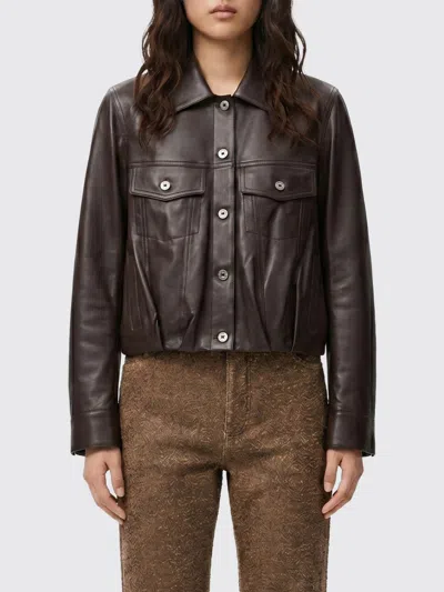 Loewe Cropped Balloon Nappa Jacket In Brown