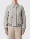 Loewe Suede Jacket Collared Design Flap Pockets In Gray
