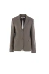 Loewe Tie-back Wool Blazer In Brown