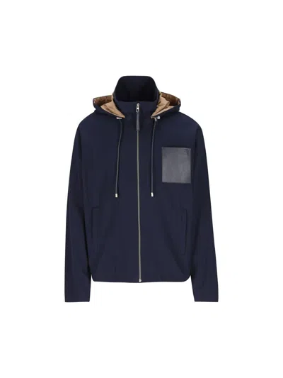 Loewe Logo Hooded Jacket In Blue