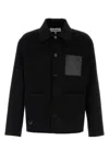 Loewe Leather Pocket Wool Jacket In Black