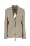 Loewe Embroidered Wool Blazer In Beige O Tan