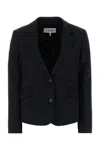 Loewe Wool Blazer With Notch Lapel And Back Buckle In Blue