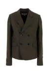 Loewe Wool Double-breasted Jacket In Brown