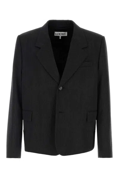 Loewe Charcoal Wool Blazer In Gray