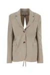 Loewe Embroidered Wool Blazer In Lightbeigemelange