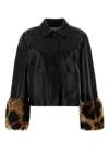 Loewe Leopard-print Shearling-trimmed Glossed-leather Jacket In Multi