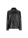 Loewe Anagram Leather Zip-up Overshirt In Black