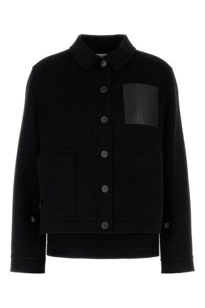 Loewe Flannel Jacket With Pockets And Collar In Black