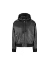 Loewe Leather Hooded Bomber Jacket In Black