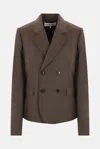 Loewe Double Breasted Tailored Blazer In Dark Moss Melange