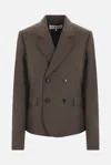 Loewe Double Breasted Tailored Blazer In Dark Moss Melange