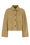 Loewe Long Sleeve Leather Jacket In Gold