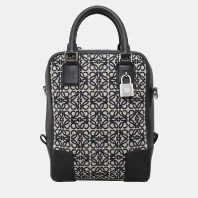 Pre-owned Loewe Jacquard Anagram Amazona 15 Bag In Black