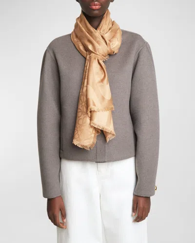 Loewe Jacquard Anagram Wool & Silk Stole In Gold